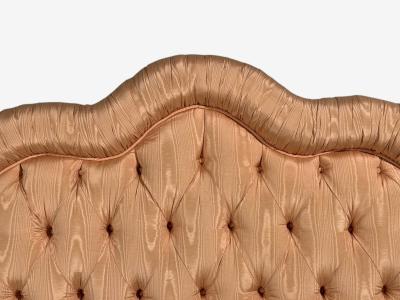 Traditional Kingsize Tufted Headboard Scalamandr Pink Silk USA 1960s