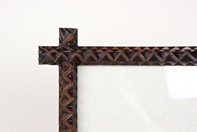 Tramp Art Rustic Photo Picture Frame Hand Carved Austria circa 1880