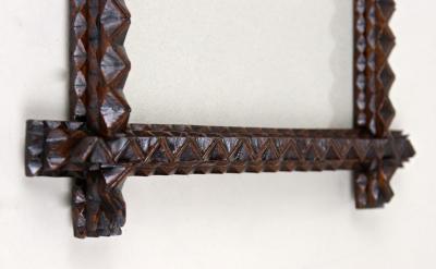 Tramp Art Rustic Photo Picture Frame Hand Carved Austria circa 1880