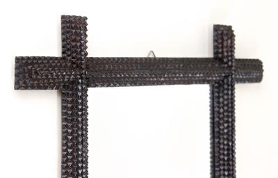 Tramp Art Rustic Wall Mirror Handcarved Austria circa 1880