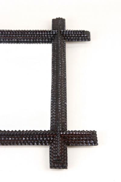 Tramp Art Rustic Wall Mirror Handcarved Austria circa 1880