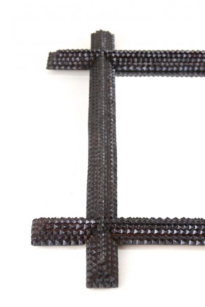 Tramp Art Rustic Wall Mirror Handcarved Austria circa 1880