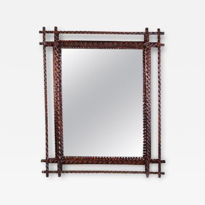 Tramp Art Rustic Wall Mirror Late 19th Century Austria circa 1880