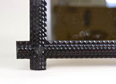 Tramp Art Rustic Wall Mirror With Protruding Corners Austria ca 1880