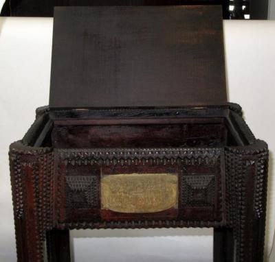 Tramp Art Sewing Stand Side Table