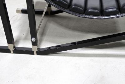 Transat Chair With Black Leather Design Eileen Gray 1927 France ca 1975