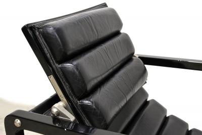 Transat Chair With Black Leather Design Eileen Gray 1927 France ca 1975