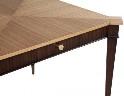 Transitional Mahogany Games Table in 2 Tone Natural Finish with Brass Accents