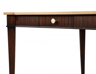 Transitional Mahogany Games Table in 2 Tone Natural Finish with Brass Accents