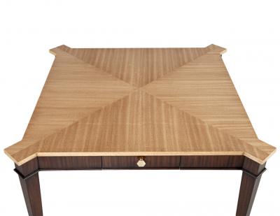 Transitional Mahogany Games Table in 2 Tone Natural Finish with Brass Accents