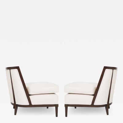 Transitional Slipper Chairs in Ivory Mohair C 1950s