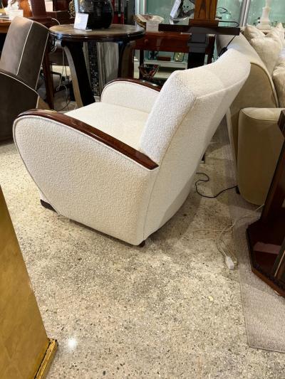 Travail Francais Art Deco Rosewood and Boucle Club Chair