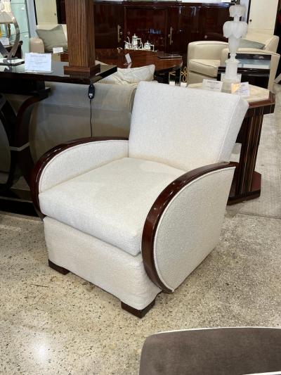 Travail Francais Art Deco Rosewood and Boucle Club Chair