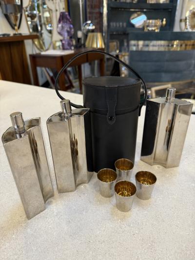 Travel Bar Set with Flasks and Cups 1970s