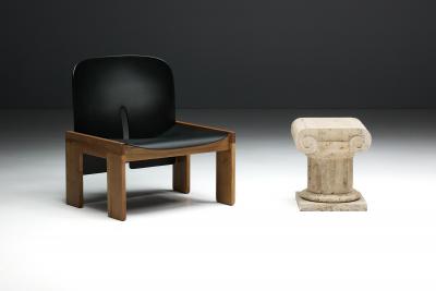 Travertine Ionic Pedestal Side Tables Italy Late 20th Century