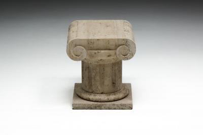 Travertine Ionic Pedestal Side Tables Italy Late 20th Century