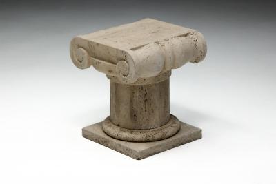 Travertine Ionic Pedestal Side Tables Italy Late 20th Century