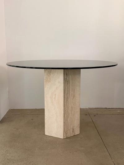 Travertine Smoked Glass Dining Table