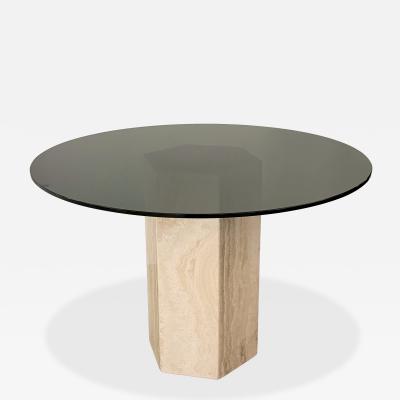 Travertine Smoked Glass Dining Table