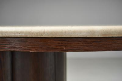 Travertine and Wood Coffee Table France 1970s