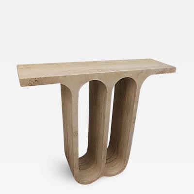 Travertine arch console monobloc sculpture circa 1980s