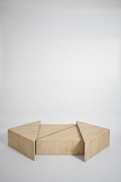 Travertine modular coffee table 1970s 