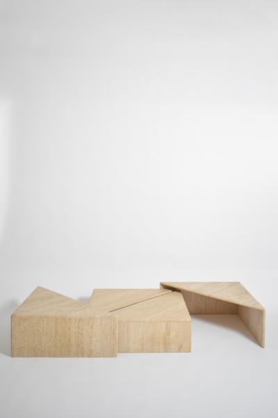 Travertine modular coffee table 1970s 