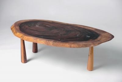 Tree slice coffee table with conical legs