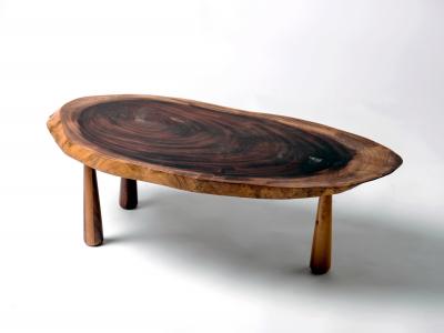 Tree slice coffee table with conical legs
