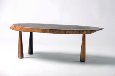 Tree slice coffee table with conical legs