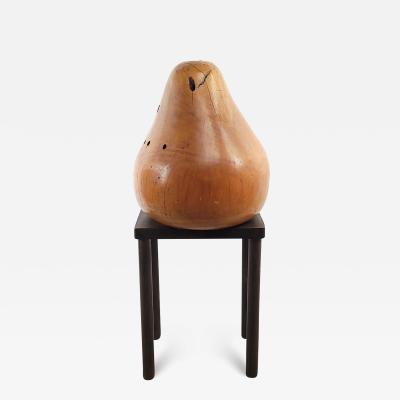 Treen Carving of a Pear in Pear Wood on Custom Stand