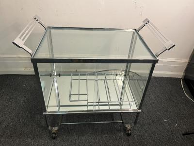 Treitel Gratz Treitel Gratz RARE MODERNIST ART DECO CHROME GLASS BAR CART BY TREITEL GRATZ