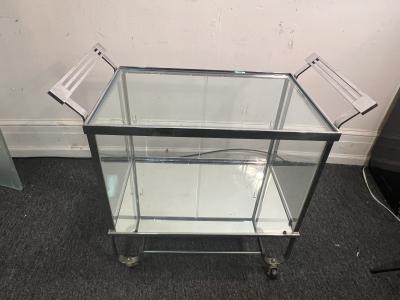 Treitel Gratz Treitel Gratz RARE MODERNIST ART DECO CHROME GLASS BAR CART BY TREITEL GRATZ