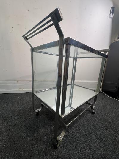 Treitel Gratz Treitel Gratz RARE MODERNIST ART DECO CHROME GLASS BAR CART BY TREITEL GRATZ