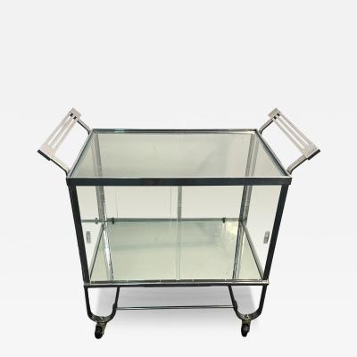 Treitel Gratz Treitel Gratz RARE MODERNIST ART DECO CHROME GLASS BAR CART BY TREITEL GRATZ