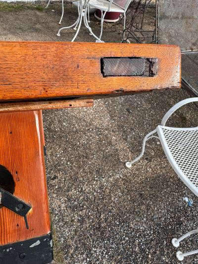 Trestle Base Coffee Table Oak with Vintage Ship Grate Top