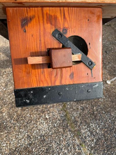 Trestle Base Coffee Table Oak with Vintage Ship Grate Top