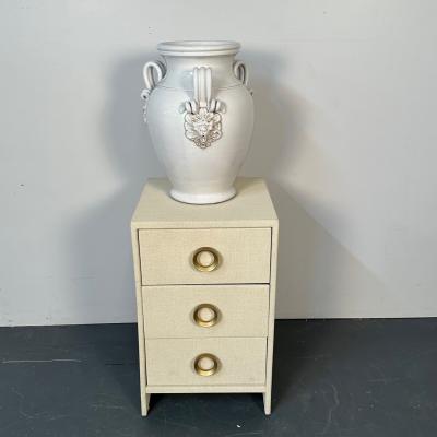 Tri Handle Large White Ceramic Jug Vase Pottery