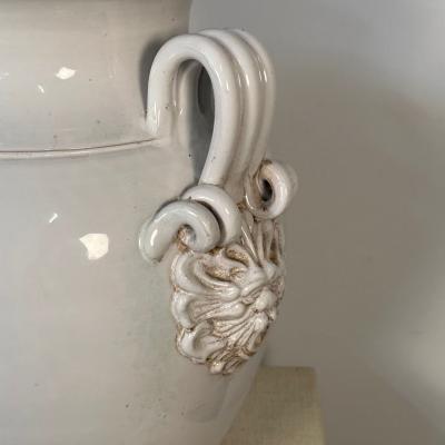 Tri Handle Large White Ceramic Jug Vase Pottery