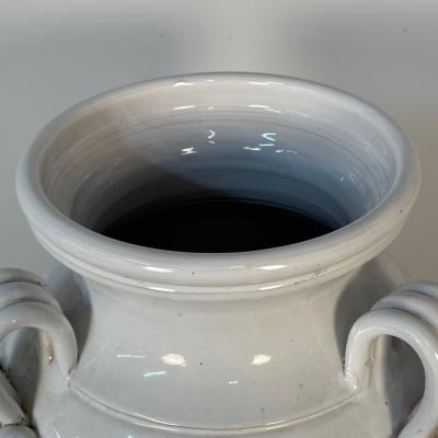 Tri Handle Large White Ceramic Jug Vase Pottery