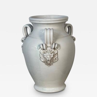 Tri Handle Large White Ceramic Jug Vase Pottery