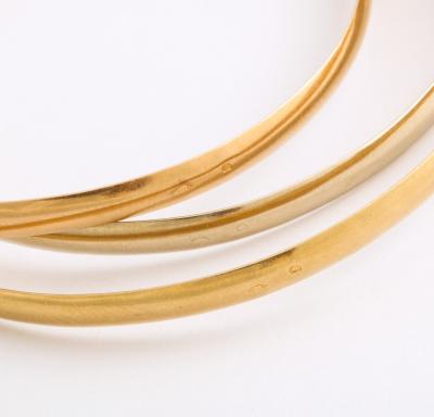 Tricolor18 k Gold Rolling French Bangles