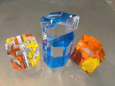 Trio of Lucite Sculptures Signed Dated