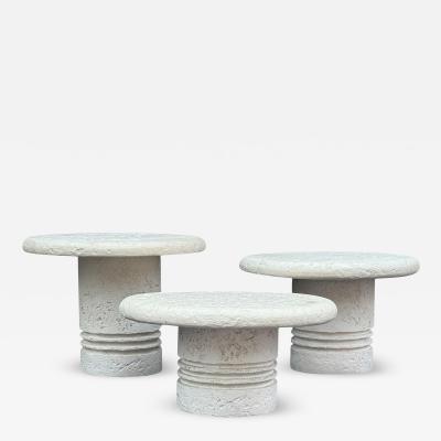 Trio of Midcentury Italian Post Modern Faux Stone Cocktail Table Set