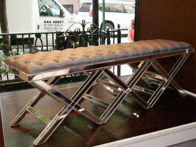 Triple Silver Trim Mirrored X Band Bench