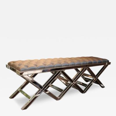 Triple Silver Trim Mirrored X Band Bench