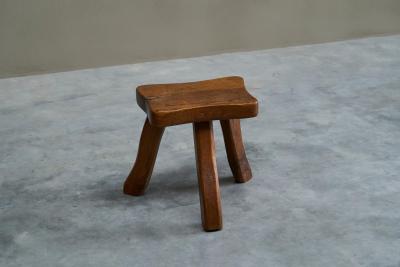 Tripod Stool in Solid Oak France 1950s