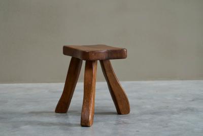 Tripod Stool in Solid Oak France 1950s