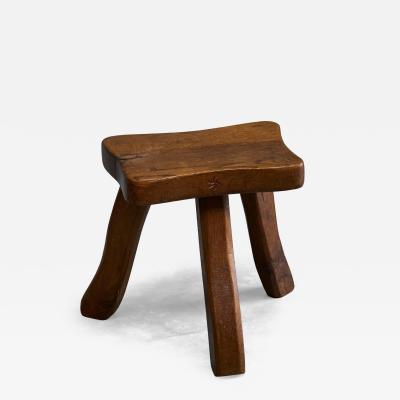 Tripod Stool in Solid Oak France 1950s