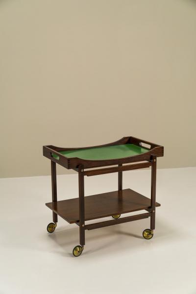 Trolley In Solid Wood Finished With Mahogany Veneer Italy 1960s